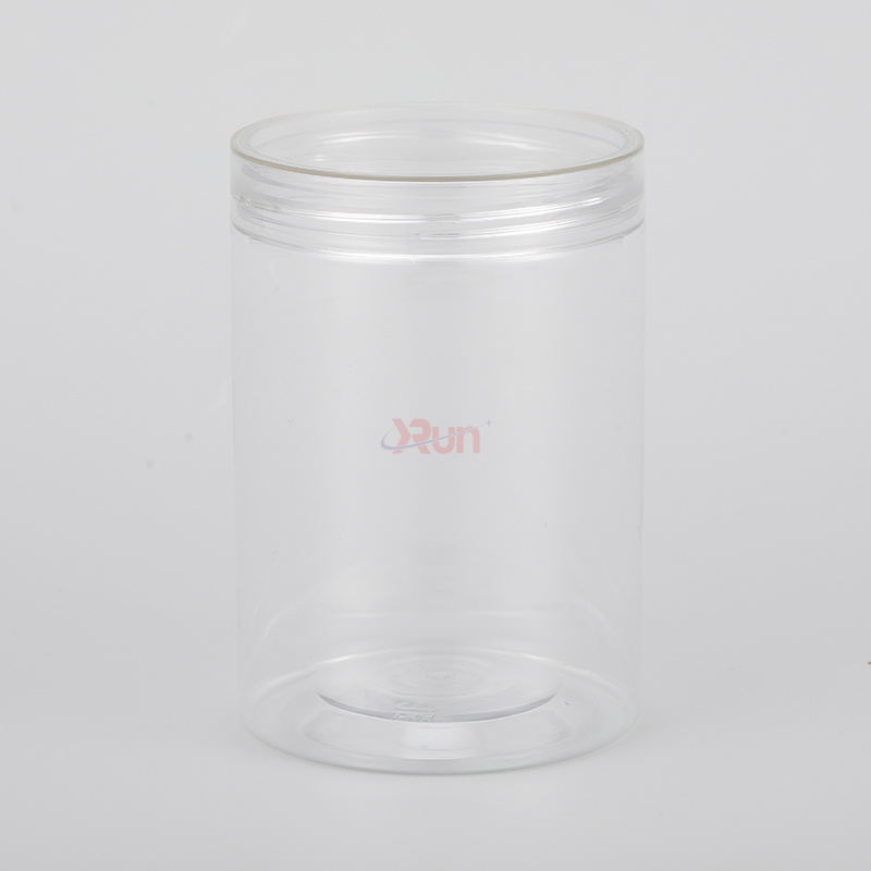 These Plastic jars for cat food are manufactured as sturdy custom PET jars, ensuring freshness with clear plastic caps and airtight liners.